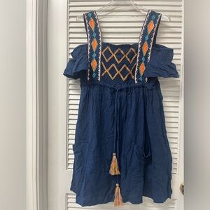 NWT✨SAND &SPIRIT✨Navy Blue womenDress/TOP with Embroidered Details